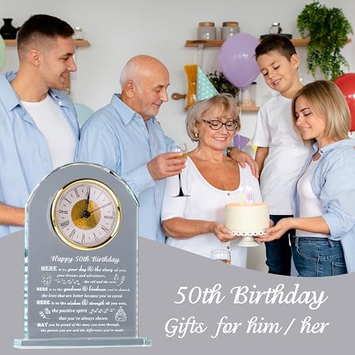 Movdyka 50th Birthday Gifts for Women Men - Crystal Clock Gifts Personalized 1976 50 Year Old Birthday Present for Her Him - Happy 50th Birthday Gifts Ideas for Mom Dad Unique