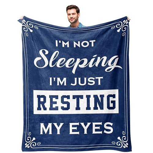 kituzol Birthday Gift for Men, Funny Dad Gifts, Gifts for Husband, 70th Birthday Gift for Men, I'm Not Sleeping, I'm Just Resting My Eyes, Dad Husband Grandpa Blanket, Nap Blanket (50" x 60")