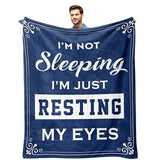 kituzol Birthday Gift for Men, Funny Dad Gifts, Gifts for Husband, 70th Birthday Gift for Men, I'm Not Sleeping, I'm Just Resting My Eyes, Dad Husband Grandpa Blanket, Nap Blanket (50" x 60")