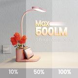 Pink Desk Lamp for Home Office, Cute Table Lights for Bedrooms, Kawaii, Dimmable LED, Flexible Gooseneck, Pen Holder, Touch Control, Room College Dorm Essentials for Teen Girls Kids