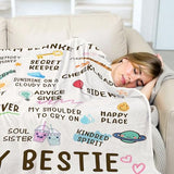 Nuowagify Best Friend Birthday Gifts for Women, Bestie Gift for Women, Friendship Gift for Woman, BFF - Galentines Day Gifts, for Friends, Best Friend Blanket 60"x 50"- White