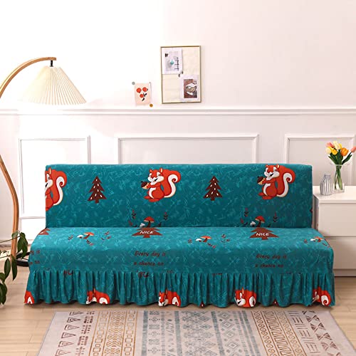 YOPOIY Armless Polyester Futon Cover Highly Stretch Futon Slipcover with Skirt Ruffled Stain Resistant Washable Armless Sofa Bed Cover -22-180-200cm