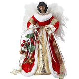 Retrowavy 12 Inch Black Angel Christmas Tree Topper Standing African American Black Angel Figurines Treetop for Decoration(Classic Style)