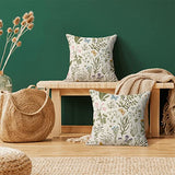 AEIOAE Spring Pillow Covers 18x18 Inch Set of 2,Sage Green Wild Flower Plant Throw Pillows Case,Seasonal Floral Outdoor Decorative Square Linen Farmhouse Decor Cushion Covers for Home Sofa Bed Couch