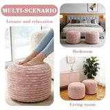 2 Pcs 26 x 18 Inch Unstuffed Pouf Cover Ottoman Foot Rest - No Filler, Faux Rabbit Fur Foot Stool Floor Bean Bag Floor Chair Storage for Home Decor Bedroom Living Room (Pink)