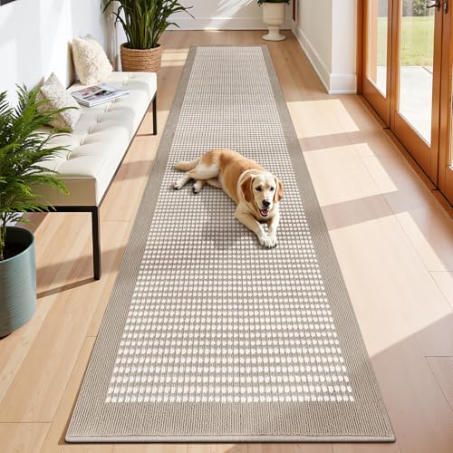 Runner Rug for Hallways 3'x14' Heavy-Duty Durable Entryway Floor Mat with Non Slip Rubber Backing Low-Pile High Traffic Carpet Machine Washable Accent Rugs for Kitchen, Living Room