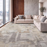 12x15 Washable Area Rug: Non-Slip Abstract Geometric Living Room Rugs