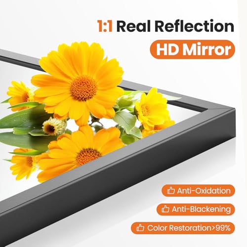 Sweetcrispy 24"x36" Arched Black Bathroom Mirrors for Wall | Bathroom Mirrors for Over Sink, Metal Framed with HD Shatter-Proof Glass for Entryway, Bedroom, Home Decor
