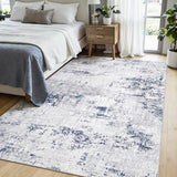 6x9 Area Rugs for Living Room Large Washable Abstract Rug Night Blue/Grey