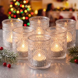 6 Pcs Clear Votive Candle Holders for Wedding, Glass Tea Lights Holder.