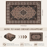 4x6 Area Rugs for Living Room, Washable Rug Vintage Floral, Brown