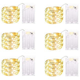 6 Pack LED Fairy Lights Battery Operated with Timer, 13FT 40LED Waterproof Firefly Lights Silver Wire Mini Twinkle String Lights for Wedding Christmas Birthday Party Mason jar Decorations, Warm White