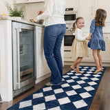 Lahome Checkered Washable Kitchen Rug Blue 2x6 Rug Runners for Hallways