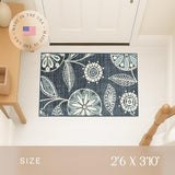 Maples Rugs Reggie Bohemian Floral Print Kitchen Rug, 2'6 x 3'10, Persian Blue