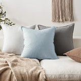 EMEMA Decorative Linen Throw Pillow Covers 20x20 Inch Light Blue