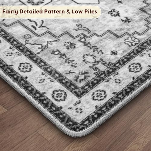 LBRO2M Boho Area Rug 8X10 Washable Rugs for Bedroom Low Piles Indoor Rugs, Non Slip Soft Carpet for Living Room, Dining Room, Gray Rug Foldable Pet Friendly Area Rugs Stain Resistant (8'X10' Gray)