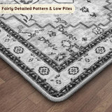 LBRO2M Boho Area Rug 8X10 Washable Rugs for Bedroom Low Piles Indoor Rugs, Non Slip Soft Carpet for Living Room, Dining Room, Gray Rug Foldable Pet Friendly Area Rugs Stain Resistant (8'X10' Gray)