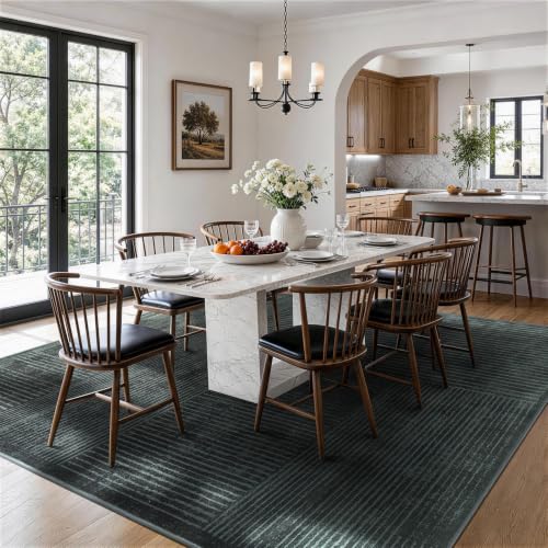 8x10 Washable Area Rug, Checkered Rug for Living Room(8x10,Black-L)
