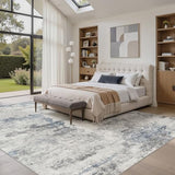 DMOYEST 8x10 Area Rug for Living Room, Washable & Non Slip Large Indoor Carpet, Kid & Pet Friendly Soft Thin Low Pile Abstract Rug for Bedroom and Office - Grey Blue