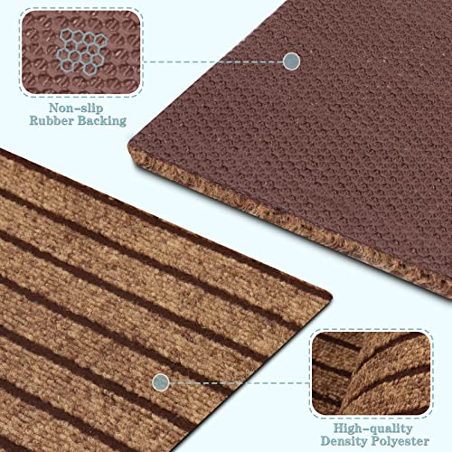 Runner Rug 2FT x 6FT, AYOHA 2'-82' Utility Carpet Runner for Entryway Hallway Aisles Balcony Garages, Area Rugs with Non-Slip Rubber Backing, Brown Strip (Available Custom Sizes)