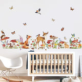 wondever Woodland Animal Wall Stickers Mushroom Deer Fox Peel and Stick Wall Decals for Kids Bedroom Baby Nursery