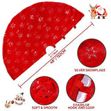 Christmas Tree Skirt - 48 Inches Large Red Tree Skirt with High - End Soft Faux Fur Tree Skirt for Christmas Decorations Indoor Outdoor - Red