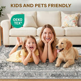 LIVELYGLOW 9x12 Retro Vintage Area Rug, Non-Slip Carpet, Gray Vintage