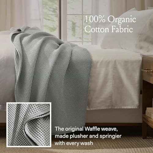 BOLL & BRANCH Waffle Bed Blanket, Full/Queen, Hydrangea