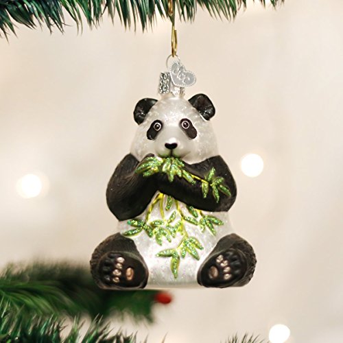 Old World Christmas Panda with Bamboo Glass Blown Ornament for Christmas Tree, Handcrafted Holiday Decoration, Wildlife Animal Collection