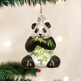 Old World Christmas Panda with Bamboo Glass Blown Ornament for Christmas Tree, Handcrafted Holiday Decoration, Wildlife Animal Collection