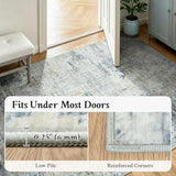 2x6 Runner Rug Non-Slip Washable, Blue Runners for Hallway Kitchen Entryway Indoor, Soft Neutral Abstract Modern Farmhouse Carpet for Bedroom Laundry Room Decor