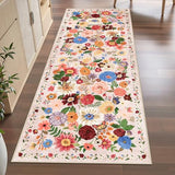 Runner Rug 2x6 Blush Beige, Kitchen Rug Non Slip Washable Rugs with Rubber Backing Soft Floral Carpet Runner for Hallways, Kitchen, Laundry, Bedroom, Bathroom (2 x 6, Beige Blush)