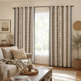 Colorbirtd 100% Blackout Boho Curtains Heat Sun Blocking for Bedroom Living Room 84 Inches Thermal Curtains for Summer Heat Sun Blocking Black and White Western Southwest Black Out Drapes Sliding Door