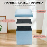 Foldable Upholstered Pouf Storage Ottoman Small Stool for Living Room Footrest with Container Cozy Bench for Sofa Bedroom Home Decor (H 48x30x30cm)