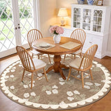 Tan 6ft Round Area Rug for Living Room Soft Washable Carpet
