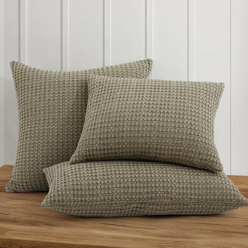 Levtex Home - Mills Waffle Taupe - Decorative Pillow (12 x 24in.) - Waffle - Taupe