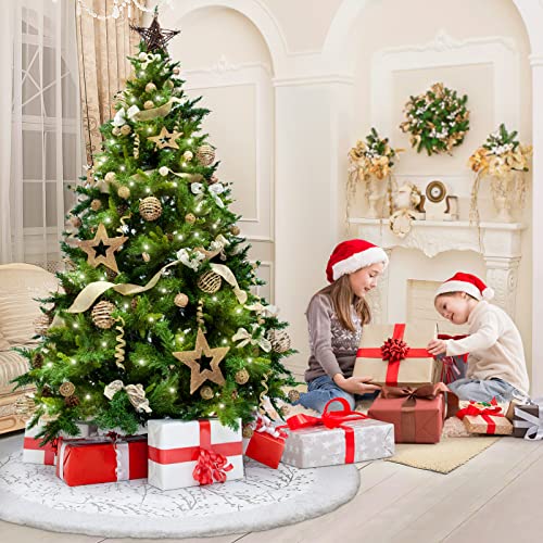 IMIKEYA Tree Skirt: Faux Fur Christmas Tree Skirt Silver Xmas Christmas Tree Mat for Christmas Tree Decorations Holiday Party Xmas Tree Ornaments