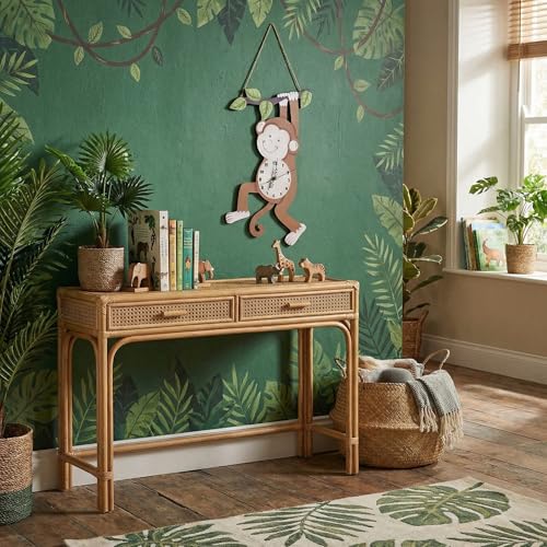 Kenning Monkey Wall Clock Safari Nursery Decorative Silent Non-Ticking Clock Wooden 16 x 11.5 Inch for Living Room Bedroom Kitchen Home Wall Decor, Battery Not Included