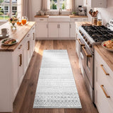 Moroccan Washable Runner Rug, Ivory Gray Entryway Runner Rug