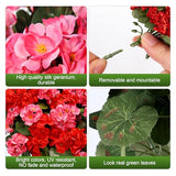 8 Bundles Artificial Geranium Fake Flowers for Outdoor UV Resistant, Outside Spring Red Pink Flower Decoration for Home Kitchen Table Cemetery Garden Planter, Front Door Silk Faux Plants