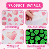 42 pcs Pink Heart Shape Wall Stickers for Girls Bedroom，Glow in The Dark Kids Room Decor, Baby Nursery Ceiling Decals Wallpaper Vinyl Murals