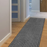 AYOHA Runner Rug 2' x 6' Indoor/Outdoor Carpet for Hallway Kitchen Entryway Patio Lobby Garage Deck Area Rugs with Natural Non-Slip Rubber Backing, Gray/Black Strip (Available for Custom Sizes)