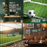 MOSM Soccer Way Metal Street Sign - Vintage Sports Wall Art - Retro 4" x 15" (0.8mm Thick) Al – lifestyle view