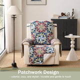 Patchwork Recliner Chair Covers, Quilted Medium Lazy Boy Chair Covers, Recliner Cover Pet Friendly for Sofa Couches, Washable Armchair Covers (Recliner 26", Patchwork Red)
