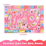 Terrug Kids Rug for Playroom, Educational Classroom Rug for Kids Room, Washable Nursery Rugs Non Slip Playroom Rugs Play Mat for Learning ABC Carpet, Numbers, Animal, Colors, Season, 4X6 Feet, Pink