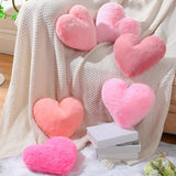 Liliful 6 Pcs Faux Rabbit Fur Heart Pillows Fluffy Heart Throw Pillows Cute Couch Cushion Soft Decorative Throw Cushion for Bed Sofa Girls Women(12 x 11 Inch,Pink Series)