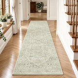 Fmfunctex 3x8 Hallway Runner Rug Washable Green Neutral Oriental Distressed