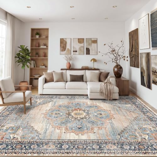10x10 ft Square Living Room Rug Washable Non-Slip Soft Thin Bedroom Carpet
