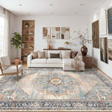 10x10 ft Square Living Room Rug Washable Non-Slip Soft Thin Bedroom Carpet