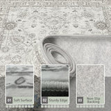 Grey Floral Area Rug 4x6 for Bedroom Dining Room
